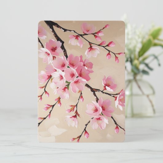 Cherry Blossom Branches Art – Elegant Pink Sakura 招待状 (スタンド正面)