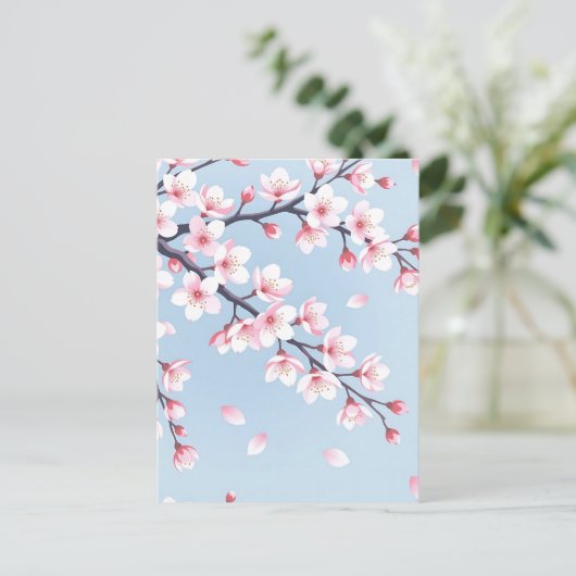 Cherry Blossom Branches Serene Pattern ポストカード (スタンド正面)