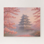 Cherry Blossom Castle in Spring Mist ジグソーパズル (横)