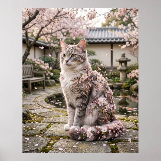 Cherry Blossom Cat Serenity ポスター (正面)