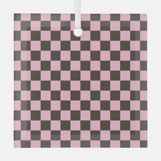 Cherry blossom checkered board pattern ガラスオーナメント (正面)