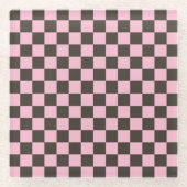 Cherry blossom checkered board pattern ガラスコースター (正面)