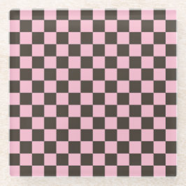 Cherry blossom checkered board pattern ガラスコースター