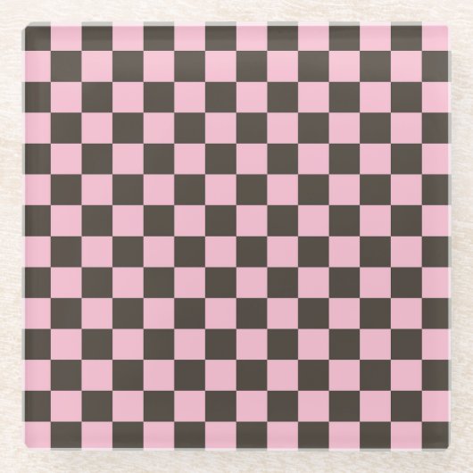Cherry blossom checkered board pattern ガラスコースター (正面)