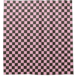 Cherry blossom checkered board pattern シャワーカーテン