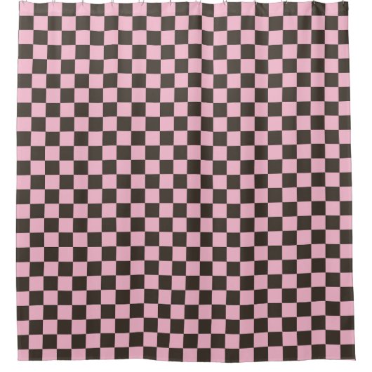 Cherry blossom checkered board pattern シャワーカーテン (正面)