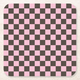 Cherry blossom checkered board pattern スクエアペーパーコースター