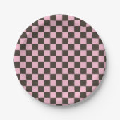 Cherry blossom checkered board pattern ペーパープレート (正面)