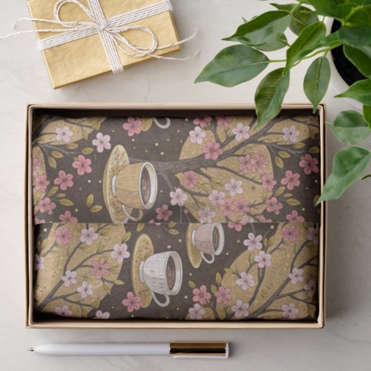 Cherry Blossom Coffee Cozy Pattern (8) 薄葉紙 (ギフト)