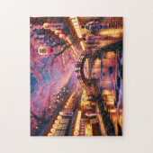 Cherry Blossom Festival Japan Lantern Street ジグソーパズル (縦)