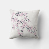 Cherry Blossom Floral Dusty Pink White クッション (裏面)