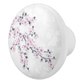 Cherry Blossom Floral Dusty Pink White セラミックノブ (右)
