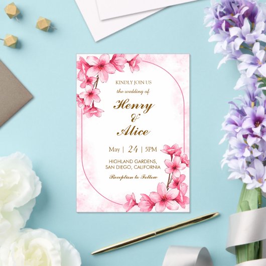 Cherry Blossom Floral Wedding Invitation アクリル招待状 (インサイチュ (ウェディング))