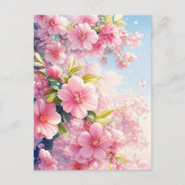 Cherry Blossom Flower Watercolor Floral Nature ポストカード