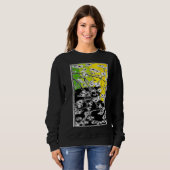 Cherry Blossom Flowers Cat Black Stripes Green and スウェットシャツ (正面フル)