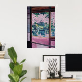 Cherry Blossom Garden Art Print Japanese Tea House ポスター (ホームオフィス)