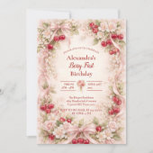 Cherry Blossom Garden Girl 1st Birthday 招待状 (正面)