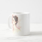 Cherry Blossom Girl – Watercolor Floral コーヒーマグカップ (正面左)