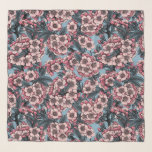 Cherry blossom in pink and blue スカーフ<br><div class="desc">Hand drawn pattern with cherry blossom</div>