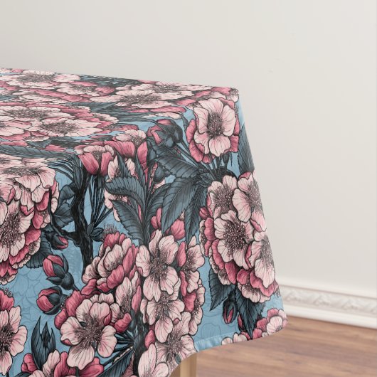Cherry blossom in pink and blue テーブルクロス (インサイチュ)