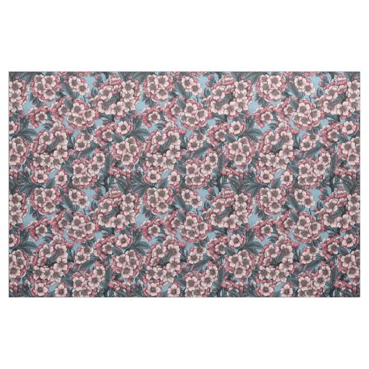 Cherry blossom in pink and blue ファブリック (ファットクウォーター)