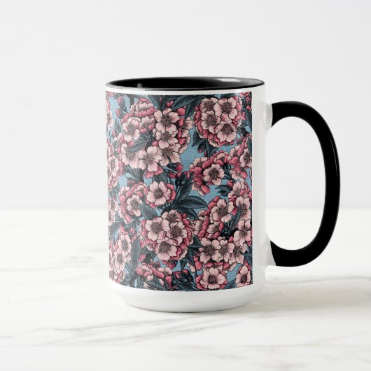 Cherry blossom in pink and blue マグカップ (右)
