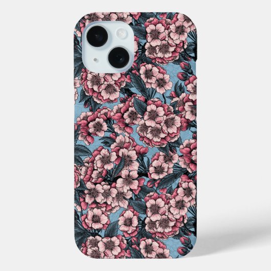 Cherry blossom in pink and blue Case-Mate iPhoneケース (裏面)