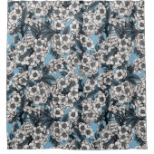 Cherry blossom in white and blue シャワーカーテン (正面)