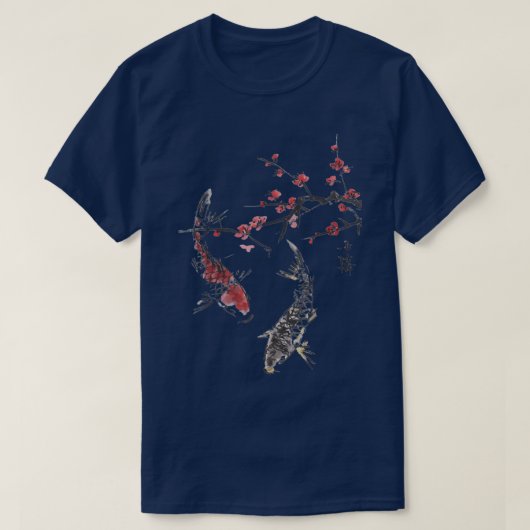 Cherry Blossom Koi Carp Fish Japanese Sakura Graph Tシャツ (デザイン正面)