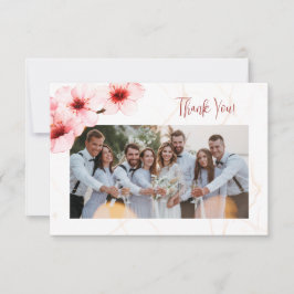 Cherry Blossom Marble Photo Wedding Thank You Card サンキューカード