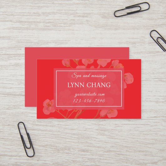 Cherry Blossom Massage Spa Business Card 名刺 (正面/裏面インサイチュ)