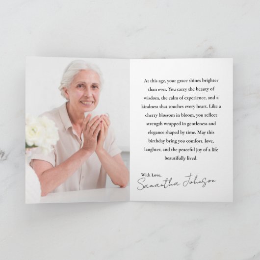 Cherry Blossom Milestone Birthday | Custom Age カード (内部)