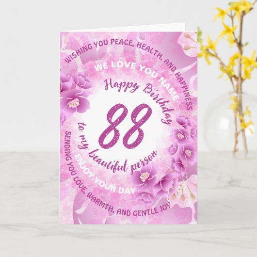 Cherry Blossom Milestone Birthday | Custom Age カード (黄色い花)