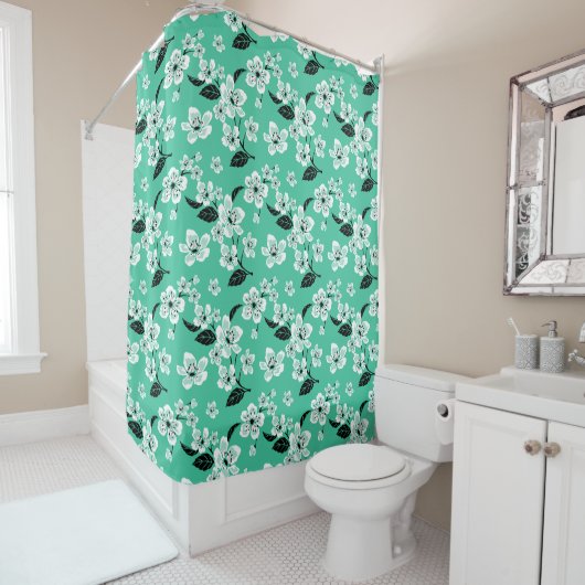 CHERRY BLOSSOM  (MINT) Shower Curtain シャワーカーテン (インサイチュ)
