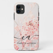 Cherry Blossom Monogram  Elegant Custom Case-Mate iPhoneケース (裏面)