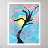 Cherry Blossom Moon Hand Painted Acrylic Poster Ar ポスター (正面)