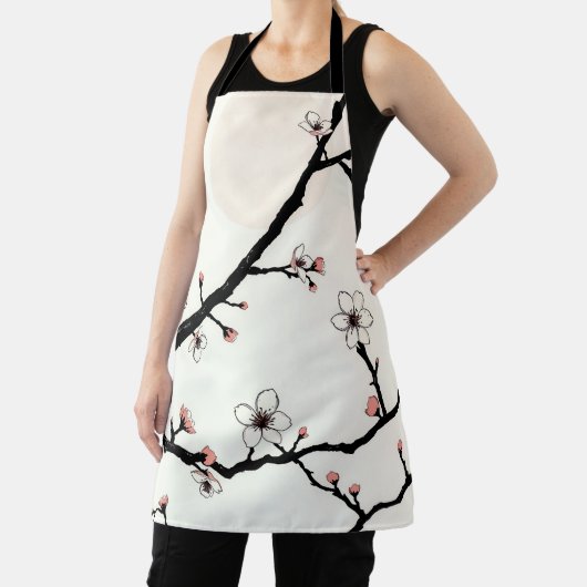 Cherry Blossom Moon Minimal Pattern エプロン (インサイチュ)