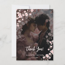 Cherry Blossom Photo Wedding Thank You