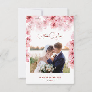 Cherry Blossom Photo Wedding Thank You Card サンキューカード