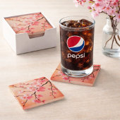 Cherry Blossom Pink Coaster – Sakura Floral Aesthe ガラスコースター