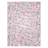 Cherry Blossom Pink Gray Floral テーブルクロス (正面)