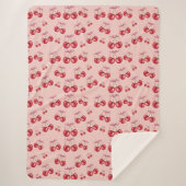 Cherry Blossom Pink Pattern Sherpa Fleece Blanket シェルパブランケット (正面)