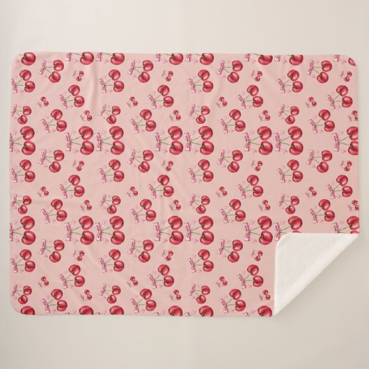 Cherry Blossom Pink Pattern Sherpa Fleece Blanket シェルパブランケット (正面(横))