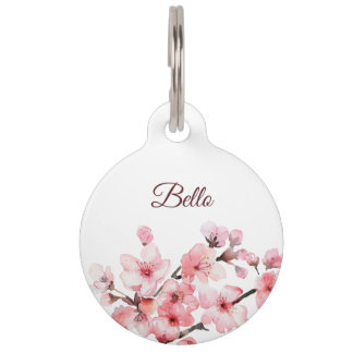 Cherry Blossom Pink White  Dog´s Name Your Address ペット　ネームタグ