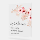 Cherry Blossom Pink White Wedding アクリルサイン (傾斜)
