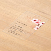 Cherry Blossom Pink White Wedding アクリル招待状 (レイダウン)
