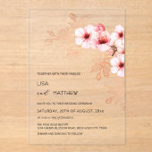Cherry Blossom Pink White Wedding アクリル招待状 (正面)