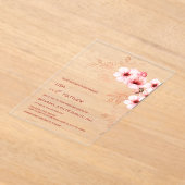 Cherry Blossom Pink White Wedding アクリル招待状 (レイダウン)