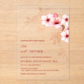 Cherry Blossom Pink White Wedding アクリル招待状 (正面)