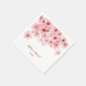 Cherry Blossom Pink White Wedding スタンダードカクテルナプキン (角)